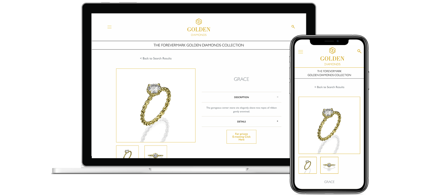 golden diamonds website product page view - built by monodon