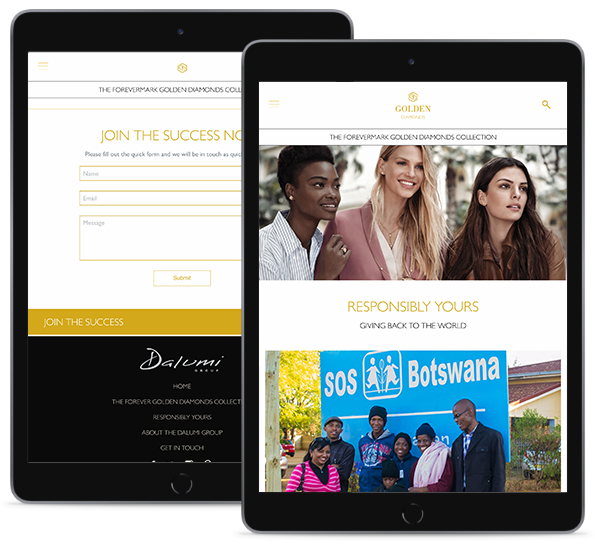 golden diamonds website tablet view - built by monodon